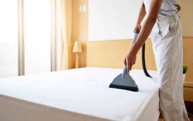 Nettoyage d'un matelas par injection-extraction avec une machine professionnelle